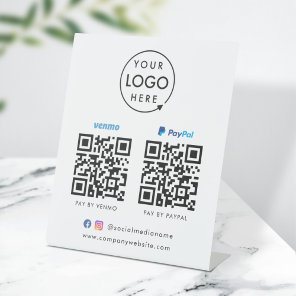 QR Code Payment | Venmo Paypal Scan to Pay Logo Pedestal Sign