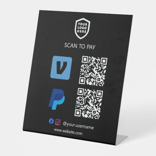 QR Code Payment  venmo  Paypal Scan to Pay Pedes Pedestal Sign