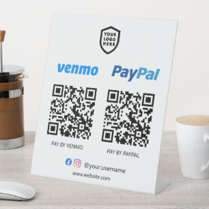 QR Code Payment   Venmo & Paypal Scan to Pay Pedestal Sign