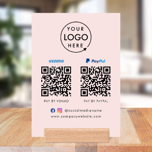 QR Code Payment   Venmo Paypal Scan to Pay Pink Holder