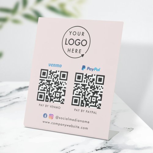 QR Code Payment  Venmo Paypal Scan to Pay Pink Pedestal Sign