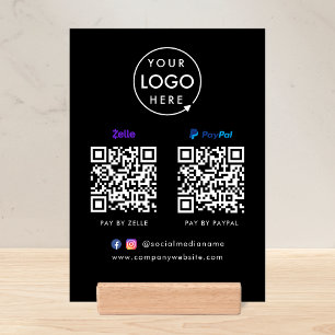 QR Code Payment Zelle Paypal Scan to Pay Black Holder