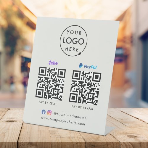 QR Code Payment  Zelle Paypal Scan to Pay Gray Pedestal Sign