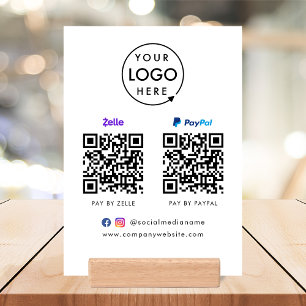 QR Code Payment Zelle Paypal Scan to Pay Logo Holder