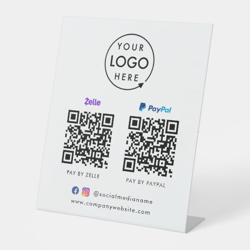 QR Code Payment | Zelle Paypal Scan to Pay Logo Pedestal Sign | Zazzle