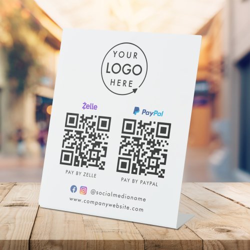 QR Code Payment  Zelle Paypal Scan to Pay Logo Pedestal Sign