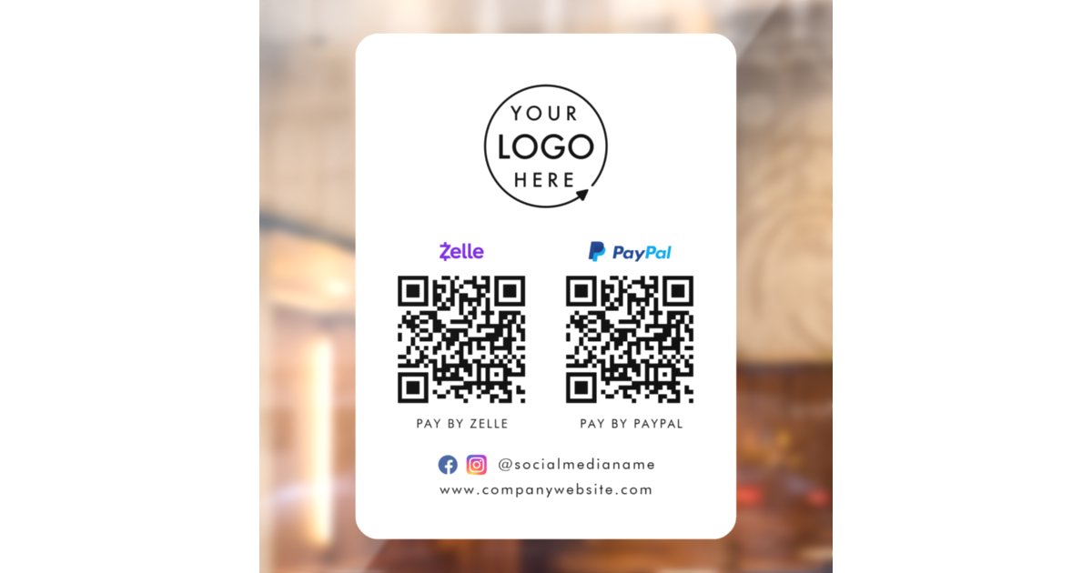QR Code Payment | Zelle Paypal Scan to Pay Logo Window | Zazzle