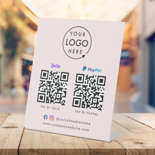 QR Code Payment  Zelle Paypal Scan to Pay Pink Pedestal Sign