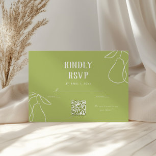 QR Code Perfect Pear Illustration Bridal Shower RSVP Card