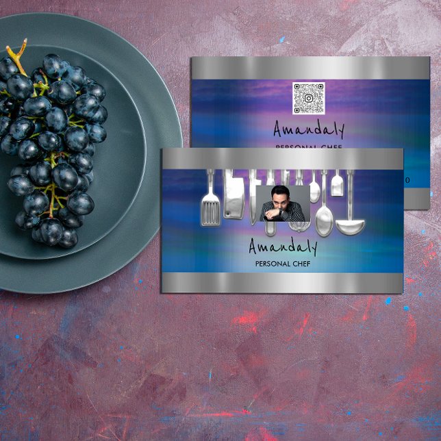 QR Code Personal Chef Cooking Restaurant Photo Business Card (QR Code Personal Chef Cooking Restaurant Photo Business Card)