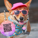 QR Code Pet ID Tag<br><div class="desc">A cute and colorful pink watercolor nametag for your dog or cat! Backside features a custom QR code for people to easily access the information to get your pet back to you safe and sound! Customize with your URL and pet's monogram and name. Let your pet show off some style...</div>