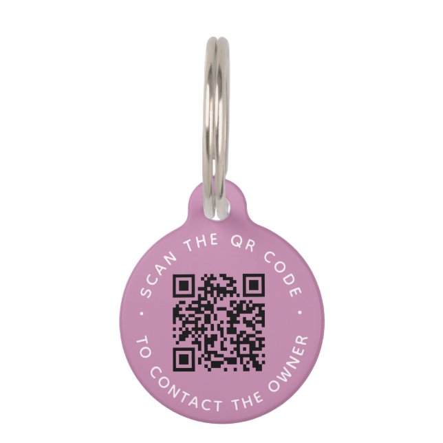 QR code Pet ID Tag Collars Dogs & Cat Round Tag (Back)