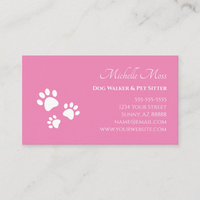 QR code Pet Sitter Paw Prints Pink  Business Card