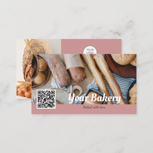QR code photo bakery business card with Logo