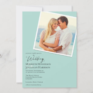 QR Code Photo Beach Sea Glass Simple Elegant Invitation