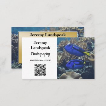 Qr Code & Photo Bi Colors Gold Photography Business Card by ellvinebluemodern at Zazzle