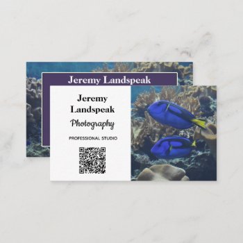 Qr Code & Photo Bi Colors Purple Photography Busin Business Card by ellvinebluemodern at Zazzle
