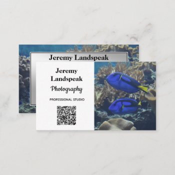 Qr Code & Photo Bi Colors Silver Photography Business Card by ellvinebluemodern at Zazzle