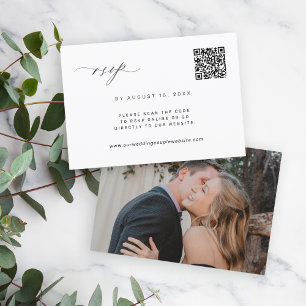 QR code photo black and white wedding RSVP Card
