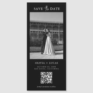 QR Code Photo Black Magnetic Wedding Save The Date