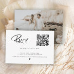 QR Code Photo Black & White  RSVP Card<br><div class="desc">Less hassle, no missing mail when you invite your guests to RSVP online with your QR code that sends them directly to your wedding website. The design features a minimalist, simple black and white creative with a modern very elegant calligraphy RSVP script. Easily follow directions for inserting your wedding website...</div>