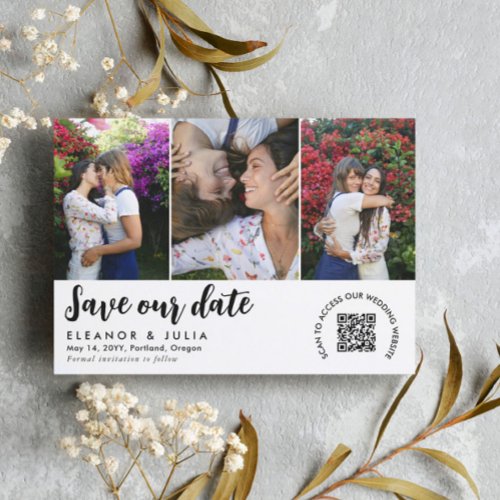 QR Code Photo Collage Wedding Save the Date