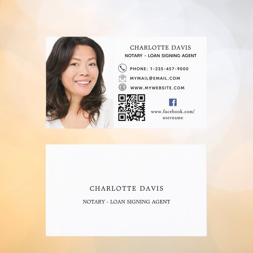 QR code photo facebook icon white premium Business Card