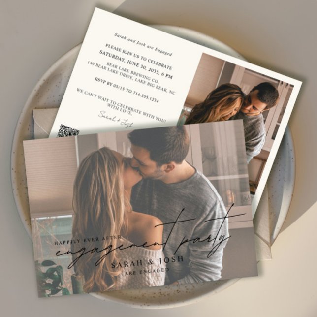 QR Code Photo Happily Ever After Engagement Party Invitation (Creator Uploaded)