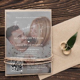 QR Code Photo Modern Calligraphy Wedding Invitation