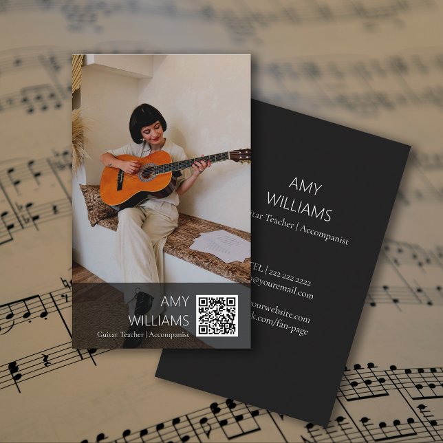 QR Code Photo Music Teacher Singer Songwriter Business Card (QR Code Photo Music Teacher Singer Songwriter Business Card)