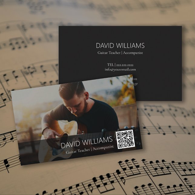 QR Code Photo Music Teacher Singer Songwriter Business Card (QR Code Photo Music Teacher Singer Songwriter Business Card)
