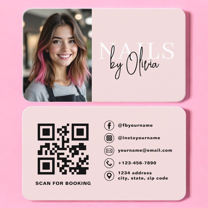 QR Code Photo Nail Specialist Business Card