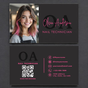 QR Code Photo Nail Specialist Modern Typography  Business Card