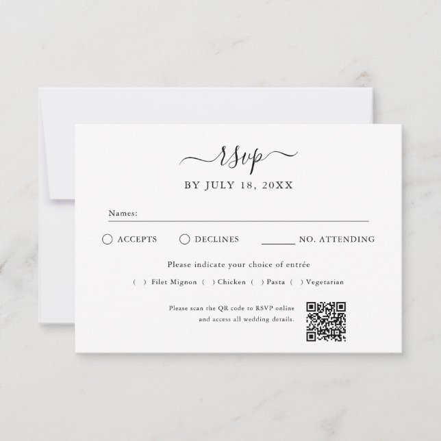 QR Code Photo Off White RSVP (Front)