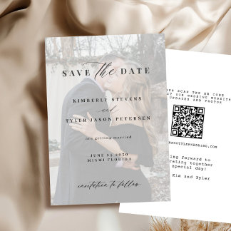 QR CODE photo overlay elegant modern wedding Save The Date