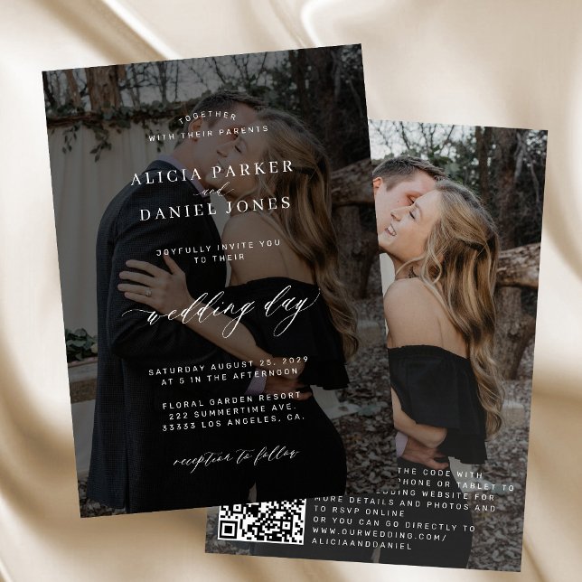 QR CODE photo overlay modern elegant wedding Invitation (Creator Uploaded)