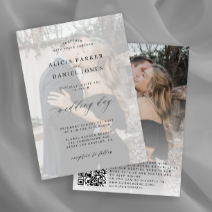 QR CODE photo overlay modern elegant wedding Invitation