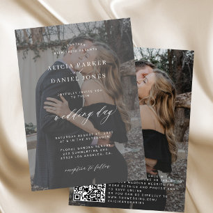 QR CODE photo overlay modern elegant wedding Invitation