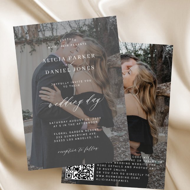 QR CODE photo overlay modern elegant wedding Invitation (Creator Uploaded)