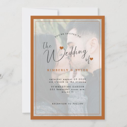 QR code photo overlay modern script wedding Invitation