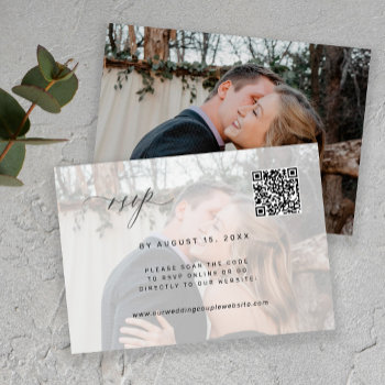 Qr Code Photo Rsvp Elegant Wedding Rsvp Card by invitations_kits at Zazzle