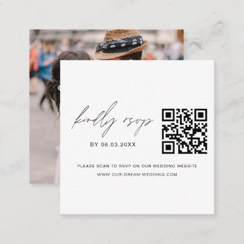 QR Code Photo RSVP Wedding Website Minimalist Enclosure Card