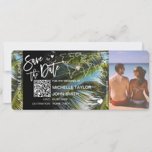 QR Code Photo Save the Date Boarding Pass Invitat Invitation