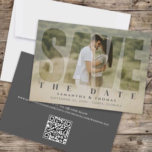 QR Code Photo Save the Date Modern Typography