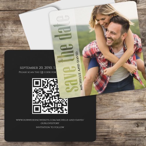 QR Code Photo Save the Date Modern Typography