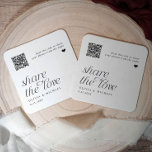 QR Code Photo Sharing Modern Simple Wedding Square Paper Coaster<br><div class="desc">QR Code Wedding Coasters: Help guests capture the magic of your wedding night! This elegant square coaster features a custom QR code guests can scan to upload photos to your shared album. Personalized with your names and wedding date,  it's a stylish and functional keepsake for your celebration.</div>