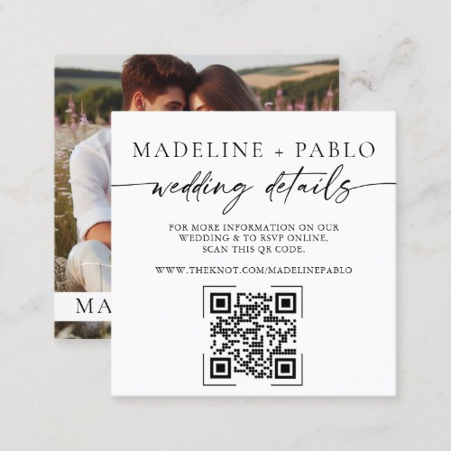 QR code Photo Wedding Online RSVP Card Minimalist 