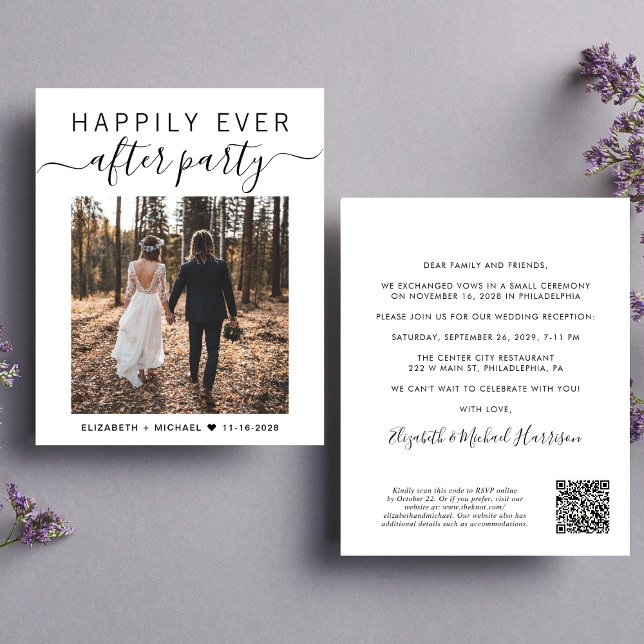 QR Code Photo Wedding Reception Invitation (Upload you photo and input your wedding website address to create a QR code)