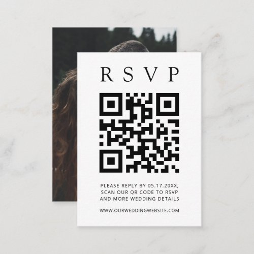 QR Code Photo Wedding RSVP Enclosure Card