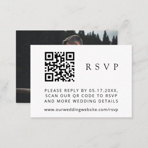 QR Code Photo Wedding RSVP Enclosure Card